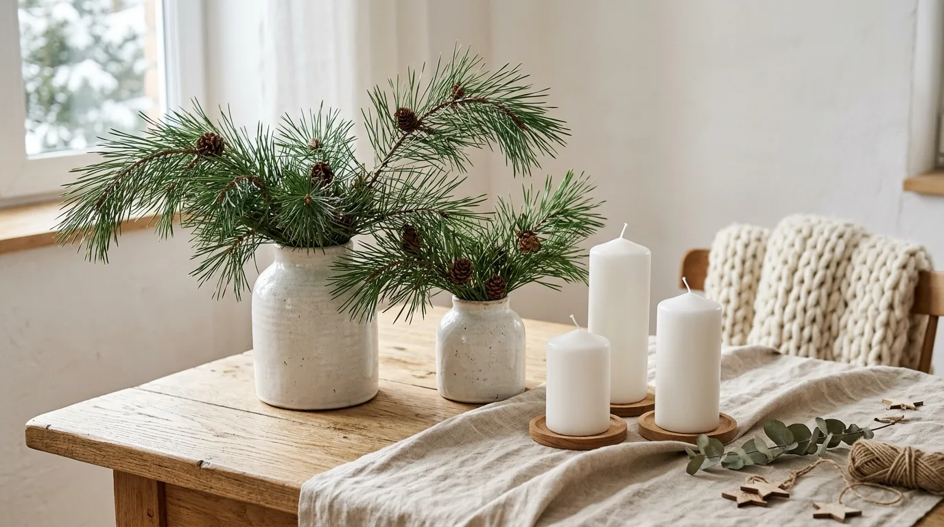 Use candles to bring warmth into the minimal setting inspiration for a Scandinavian holiday home.